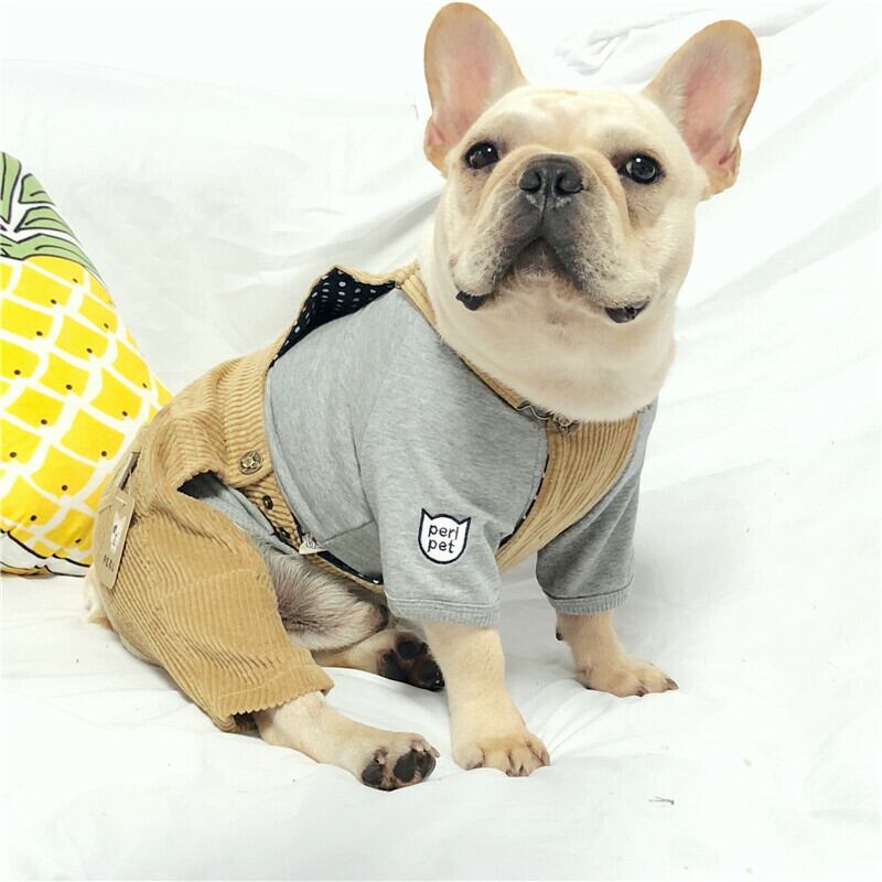 Km054sフレンチブルドック サロペット 犬服 ドックウェア いぬ Dearkm フレンチブルドック孔明