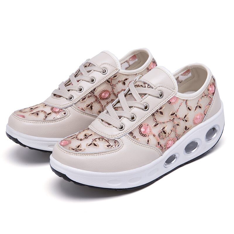 【新作】【送料無料】 野生の女性の靴春と秋のレースの靴快適な通気性のある柔らかいマイクロファイバーのロッキングシューズ スプリング 春物 オータム 秋物 10b498182425821