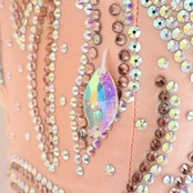 社交ダンス 衣装 スタンダードドレス ワンピース ドレス スタンダード サーモン デモ 競技 ダンス パーティ 発表会 forever フォーエバー ピンク系 オレンジ系 フリル レース デザイン おしゃれ ダンスパフォーマンス 発表 発表会衣装 フォーマル 女性用 Mサイズ 競技用スタンダード衣装