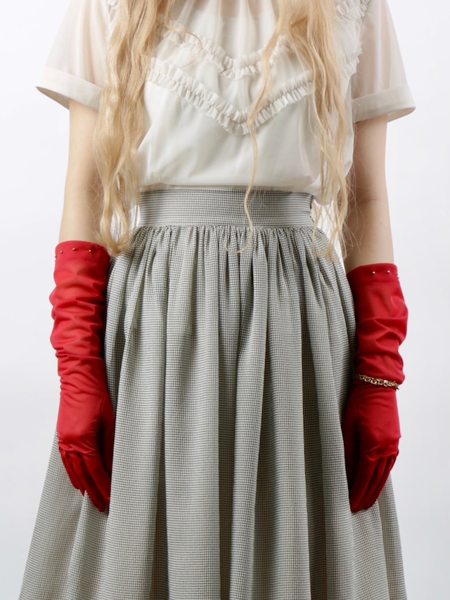 CHIFFON LONG GLOVES -RED-