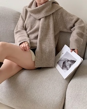 V-neck loose knit & Stole T20343