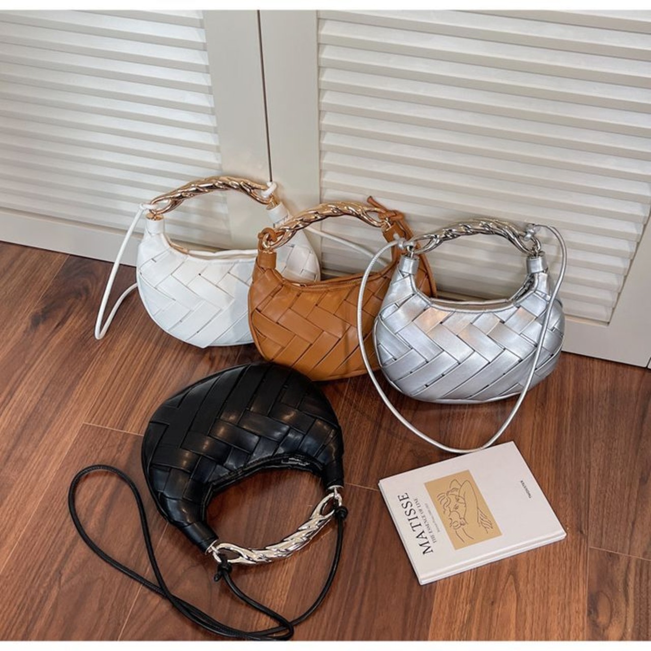 編み込み ハーフムーン ハンドバッグ  90003