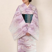 《藤翠香》FUJI SUIKŌ❤︎ピーコックくずし柄×ドット〜洗えるきもの(シルジェリー格子柄)〜