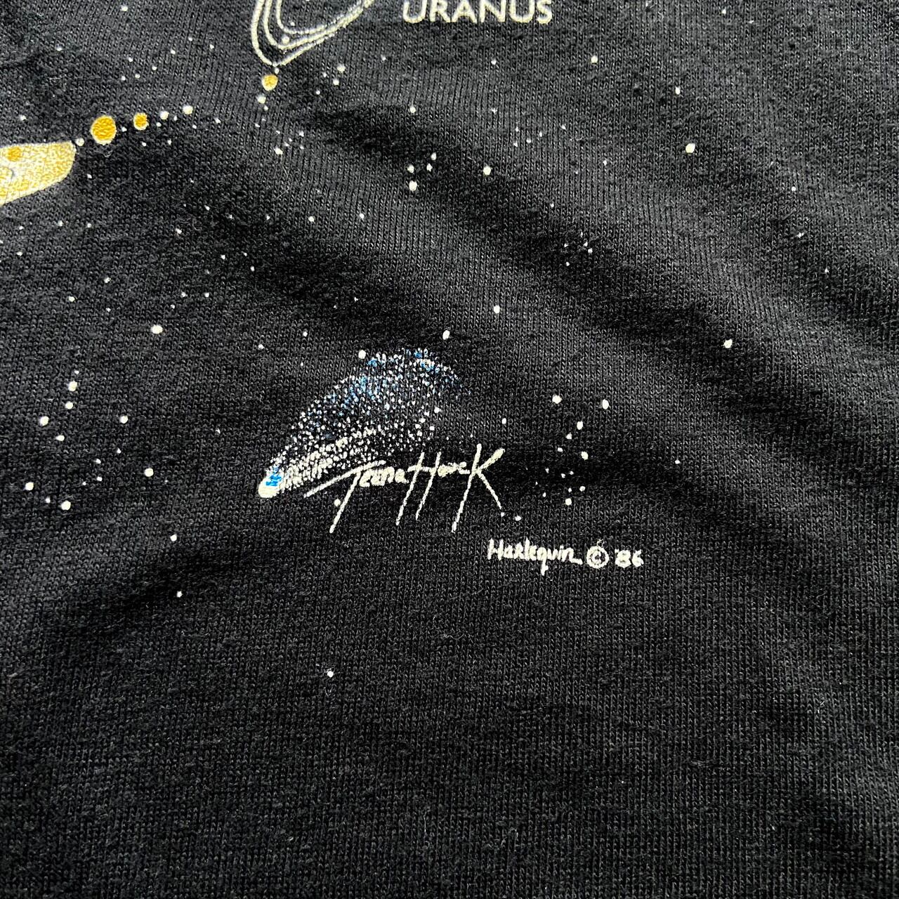 80年代 The Solar System 宇宙柄 太陽系 アートTシャツ メンズXL 古着 シングルステッチ 80s ビンテージ ヴィンテージ  両面プリント バックプリント ブラック 黒【Tシャツ】 | cave 古着屋【公式】古着通販サイト