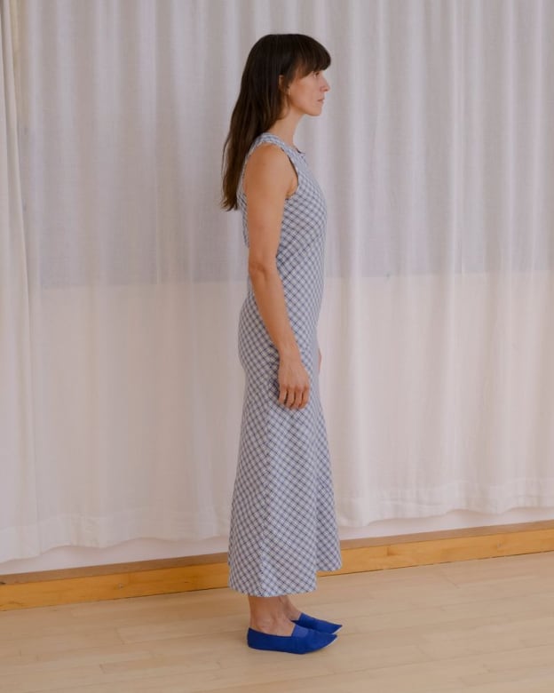 Baserange (ベースレンジ) LARVA DRESS (BLUE CHECK) | H Nagano