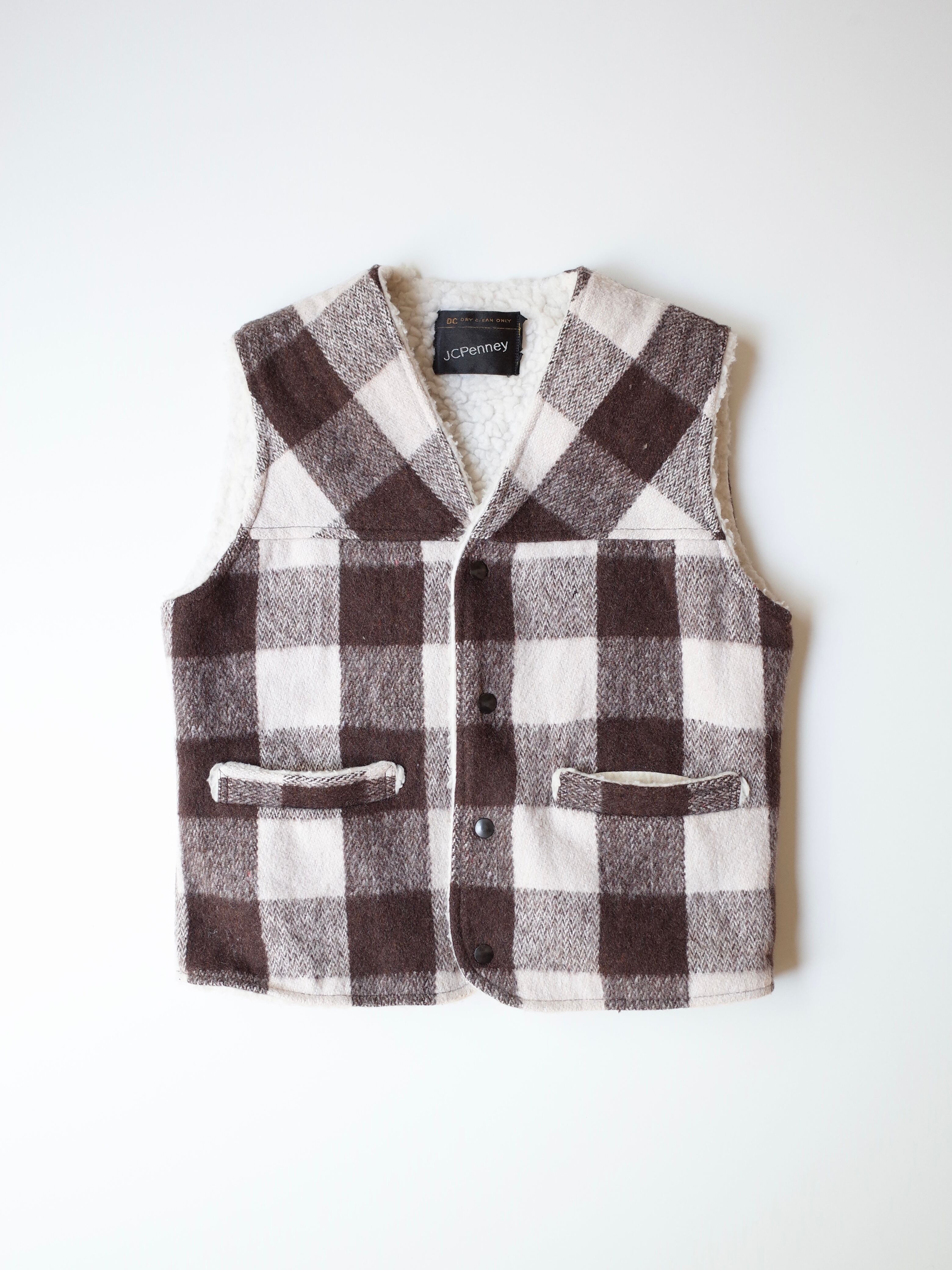 70s JCPenney wool boa vest