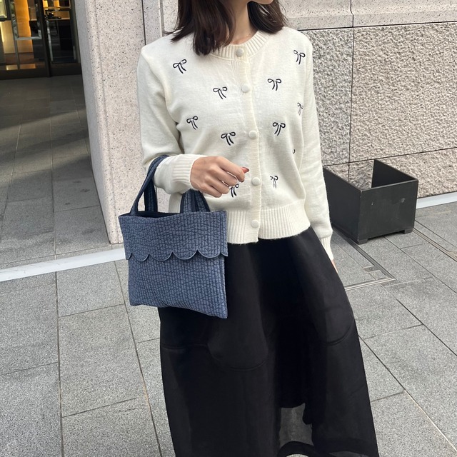 リボン刺繍カーディガン［40010］