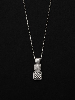 Diamond Chiclet Triple Drop Pendant