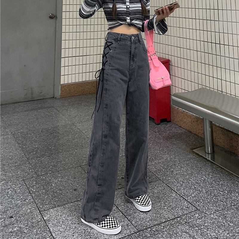 ジーンズ スプリングオータムハイウェストウェストルーズパンツ 春物 秋物 1号婦人71694335721