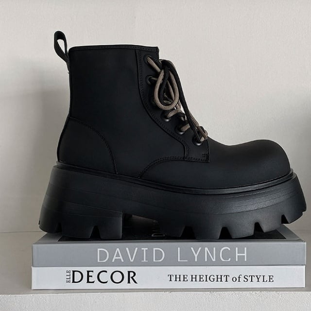 予約販売】ブーツ メンズ ビッグシルエット ゴツ底 厚底 7cm 靴