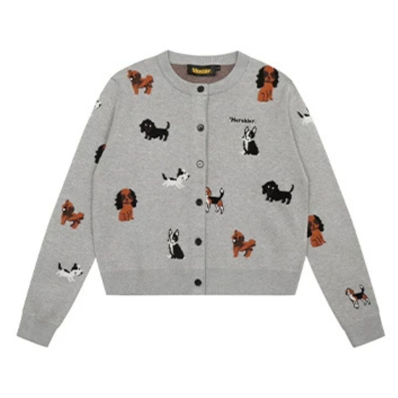 Dog Pattern Knit Cardigan 01380