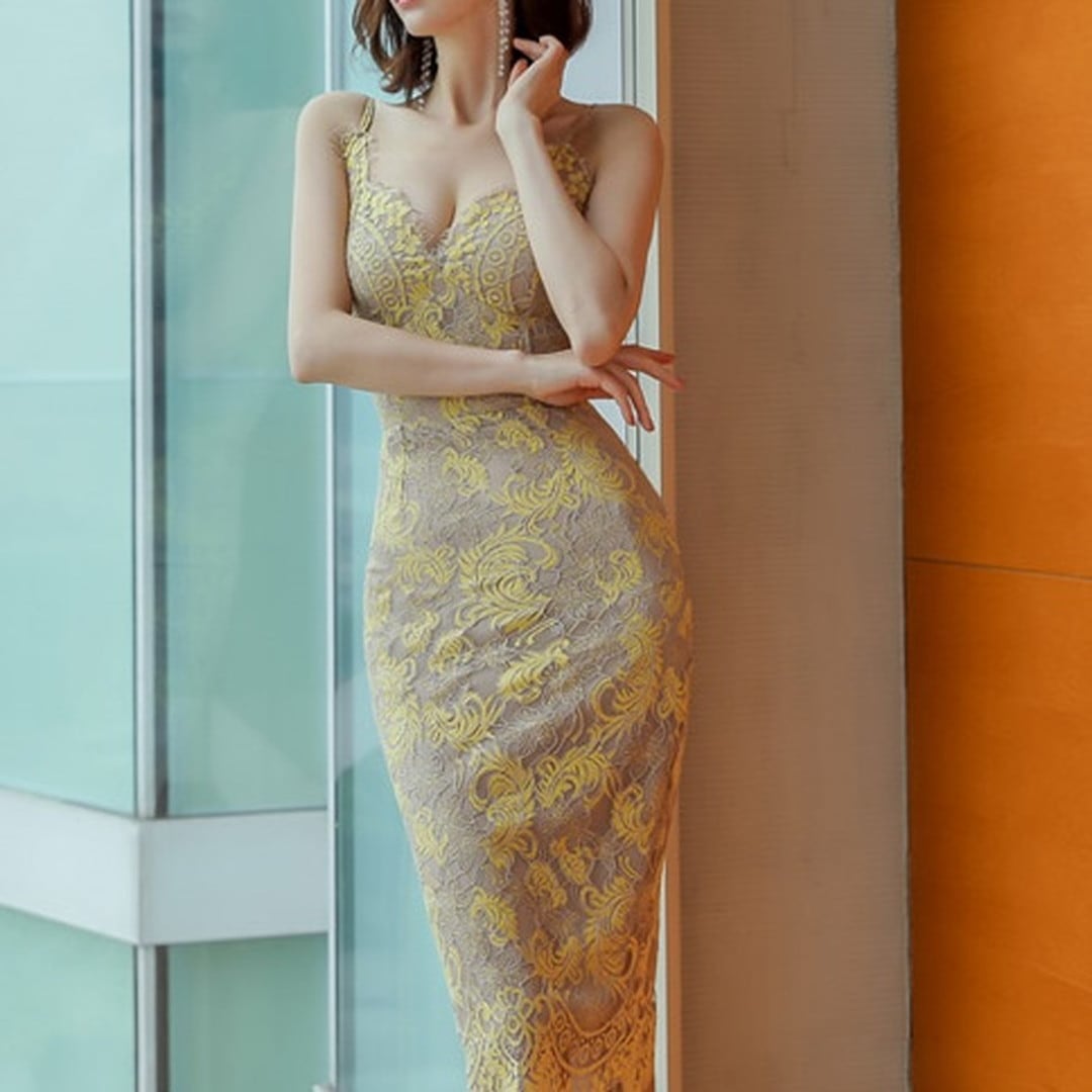 (早期配送商品)Lace V-Neck Camisole Dress V2642