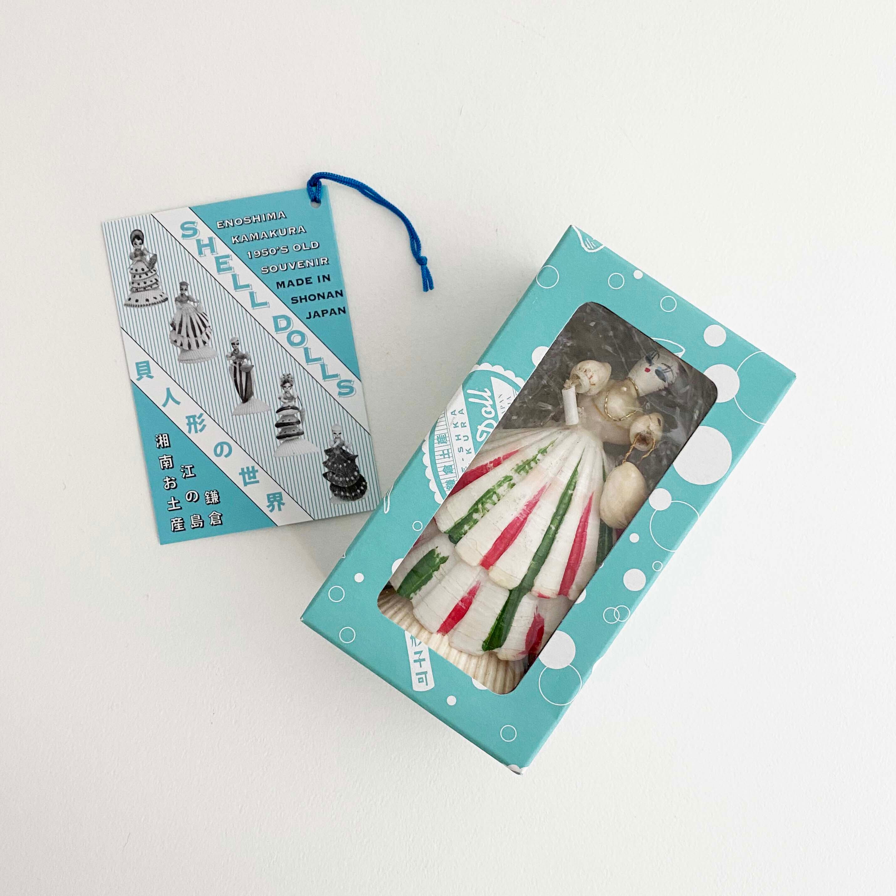 デッドストック昭和 貝人形お嬢さん(ホタテ貝)江ノ島しおり付き
