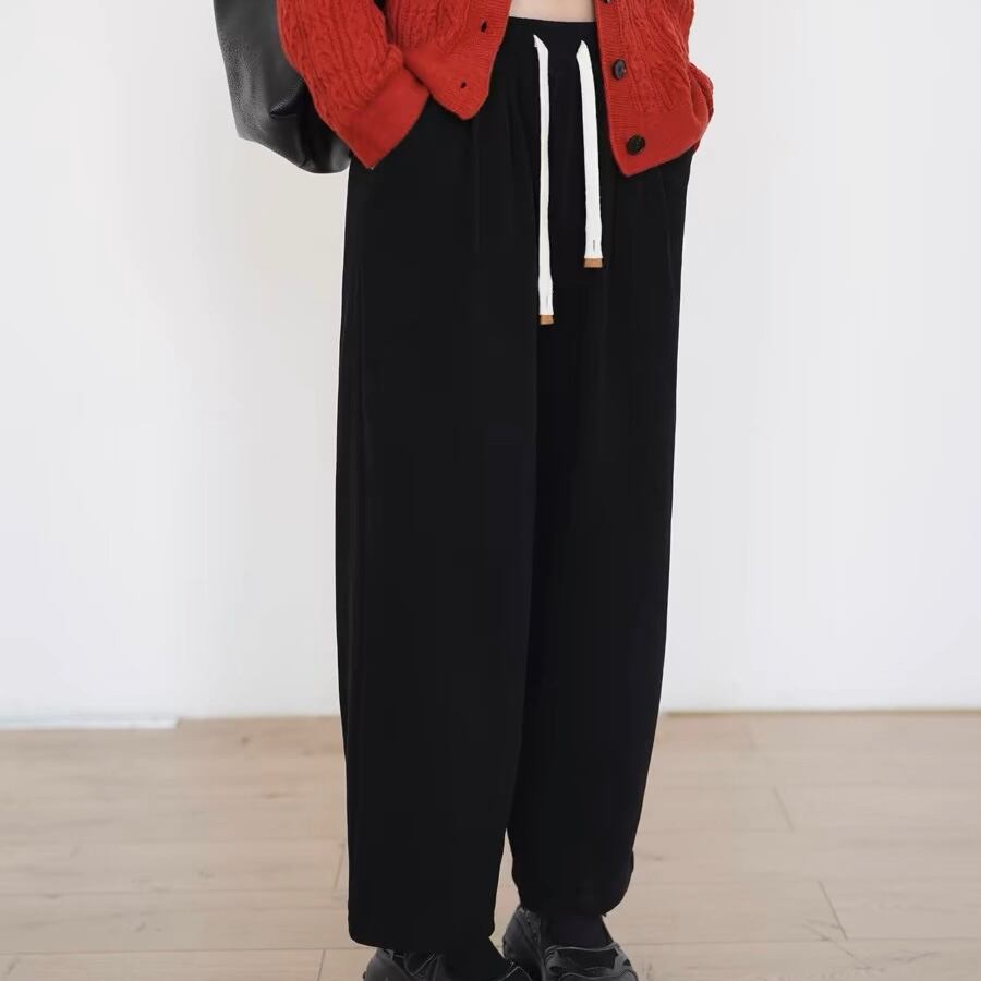 Wide sweat black pants 00660