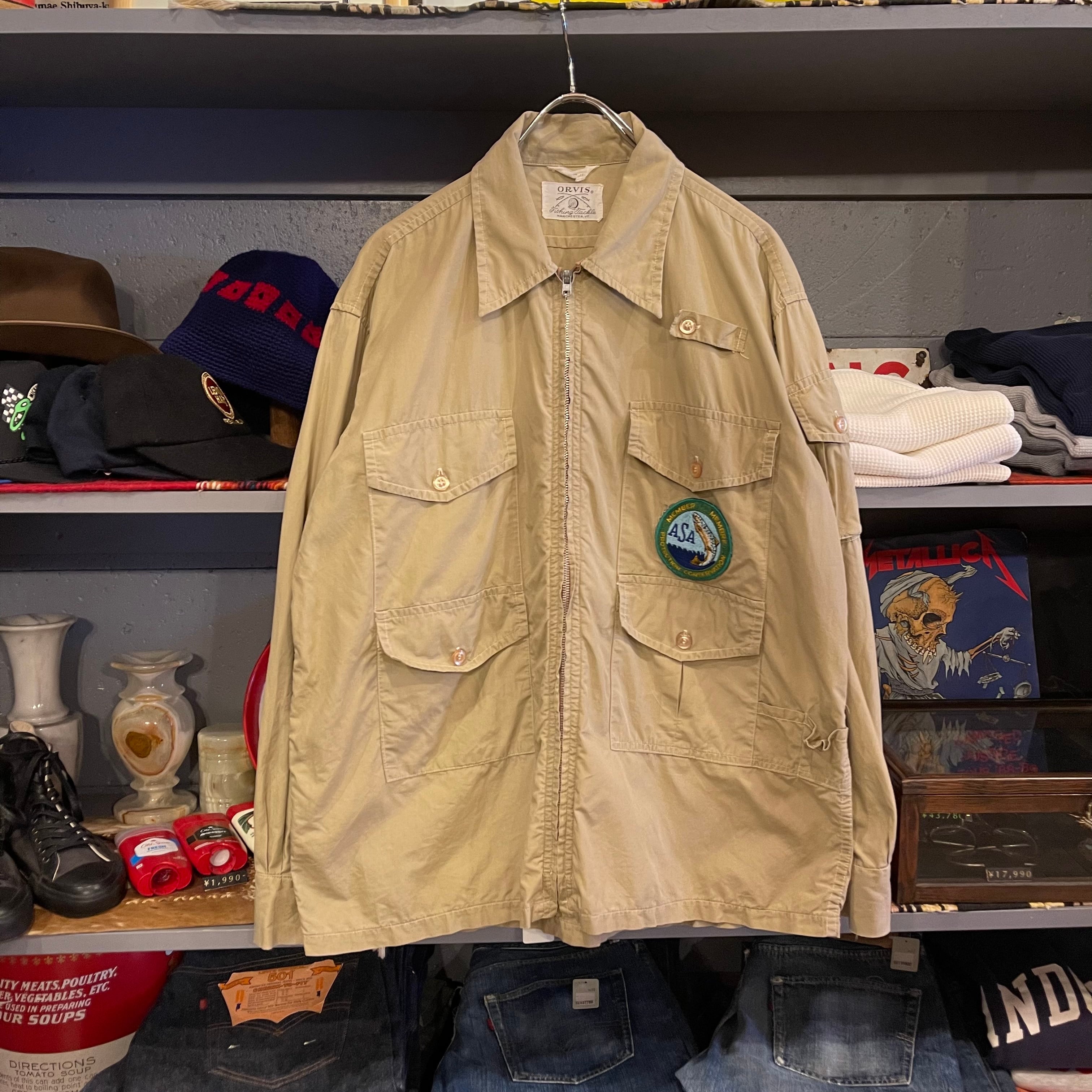 60s Vintage ORVIS Fishing Tackle Camo Hooded Flotation Jacket Coat Large