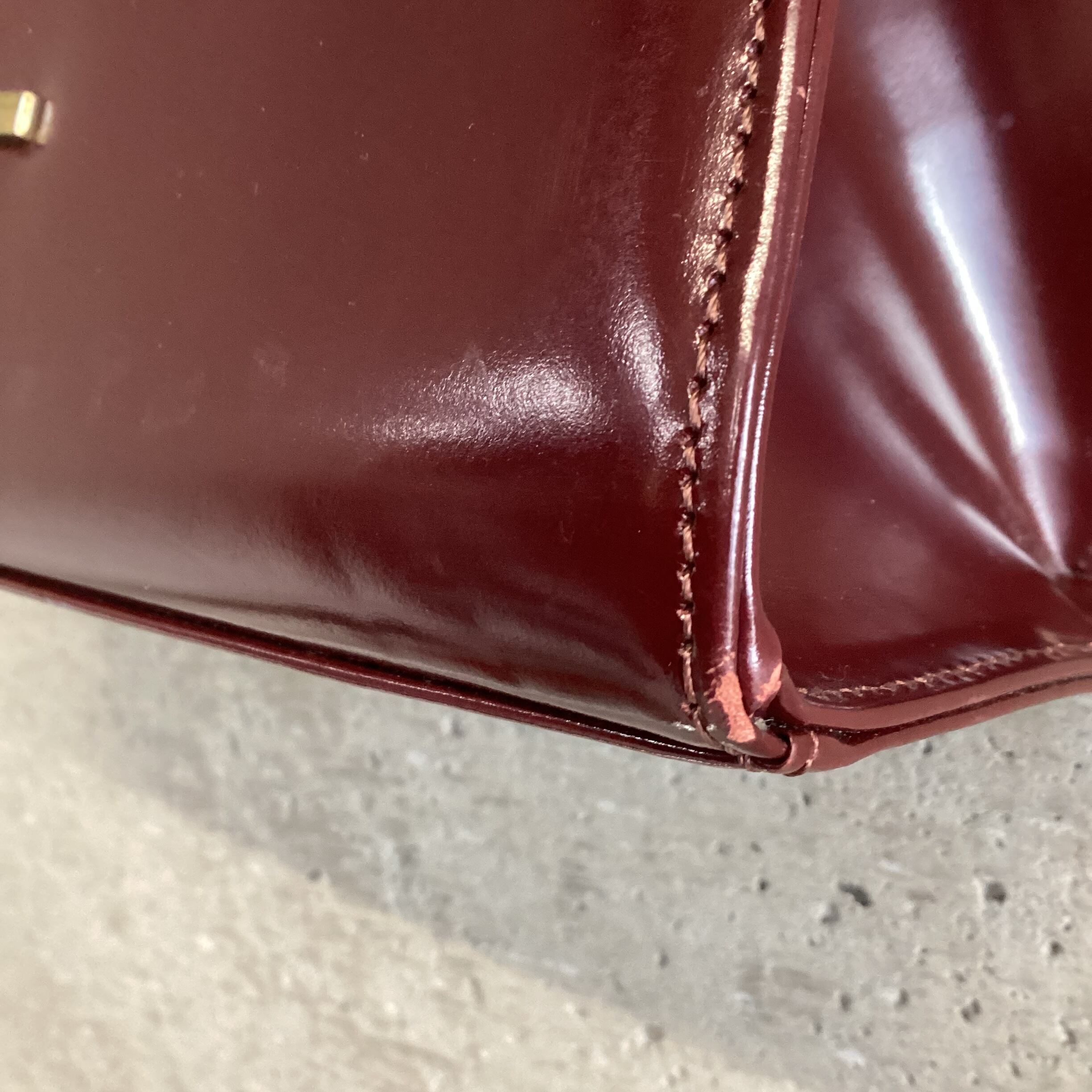 KATHARINE HAMNETT wine red square bag | 古着屋 SAJI