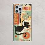 iPhoneケース 黒猫 DJ 音楽｜ターンテーブル 北欧レトロ CAT013