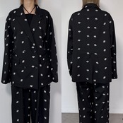 ミニフラワー刺繍オーバーJK/ブラック