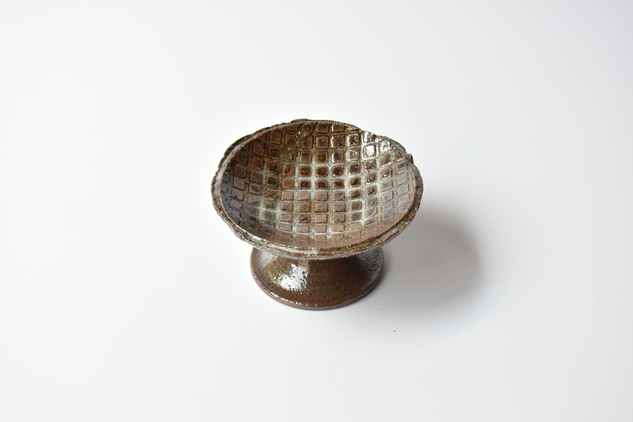 小代瑞穂窯 / 福田るい : 印花 ちぎり 高付 茶