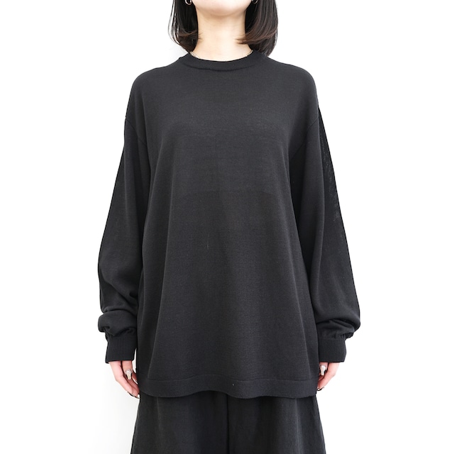 [Blanc YM] (ブランワイエム) BL-23S-WKLS Wide Knit L/S Shirt (Black)