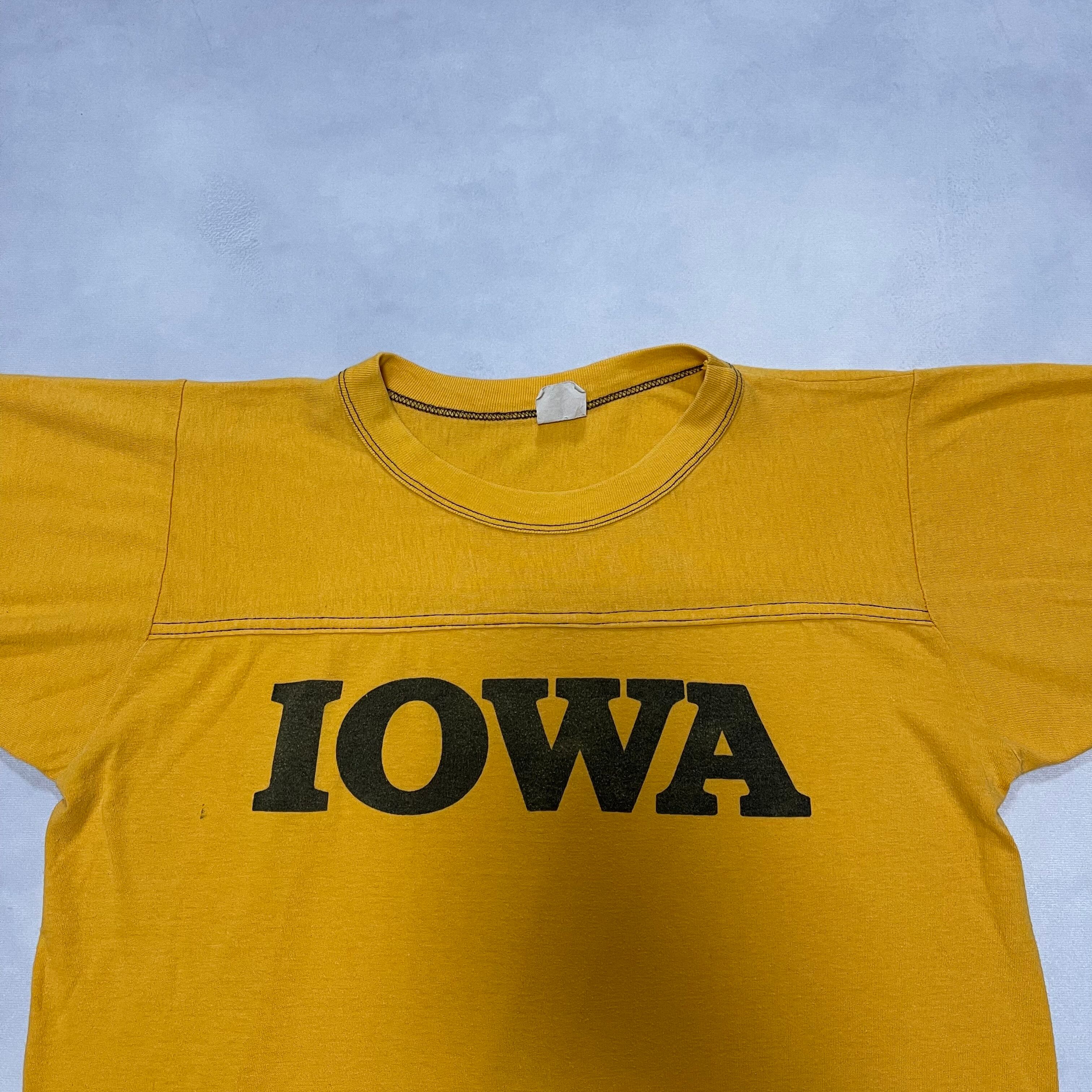 70's 80's IOWA HAWKEYES シングル フットボール Tシャツ