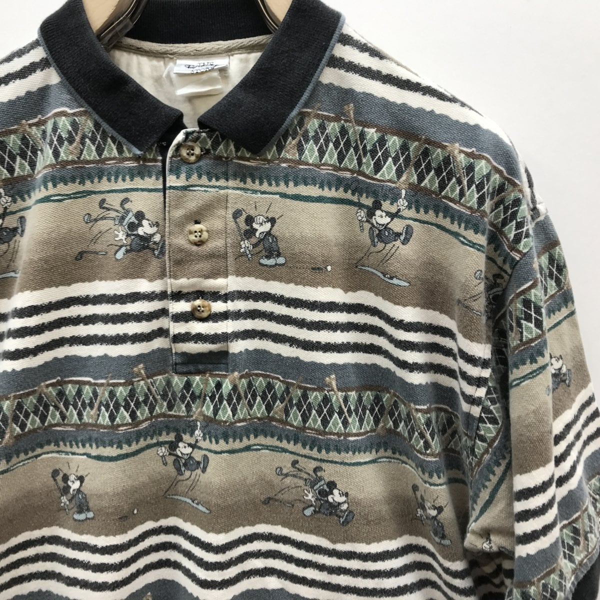 THE DISNEY STORE 90年代 総柄ミッキー ゴルフ ポロシャツ THE DISNEY STORE 90年代 総柄ミッキー ゴルフ ポロシャツ