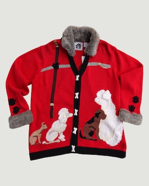 【古着】プードルのフェイクファー付きカーディガン