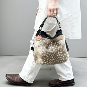 即納商品　BALON　mini：ブラック×バンビDB（CORDURA　撥水加工ナイロン素材×フェイクファーバッグ）