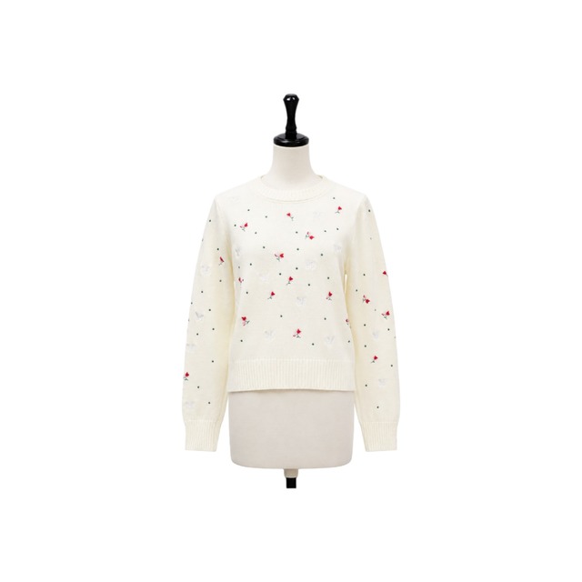 Bloom bird embroidery knit