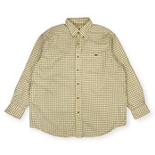 90s LACOSTE ラコステ チェック 文字ワニ BD ボタンダウン 長袖 ネルシャツ 5/イエロー系 メンズ ビンテージ