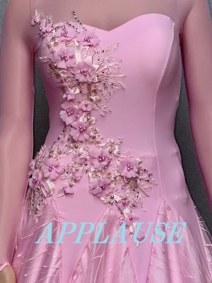 【新着】社交ダンス ドレス　スタンダード　モダンドレス　ローズピンク　S～M　ST-24-13　デモ・競技用ドレス　発表会衣装　パーティドレス　ワンピース　舞台衣装