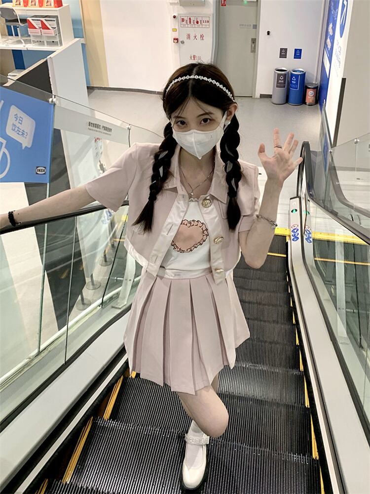 セットアップ ハート柄タンクトップ 各単品購入可能！ プリーツ