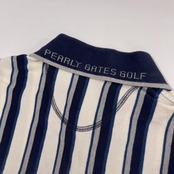 PEARLY GATES パーリーゲイツ ストライプ 長袖ポロシャツ 3/ネイビー