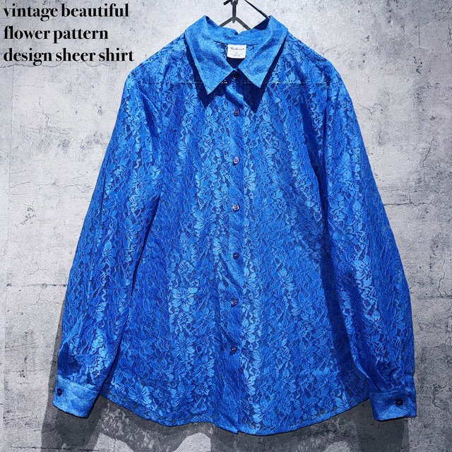 vintage beautiful flower pattern design sheer shirt
