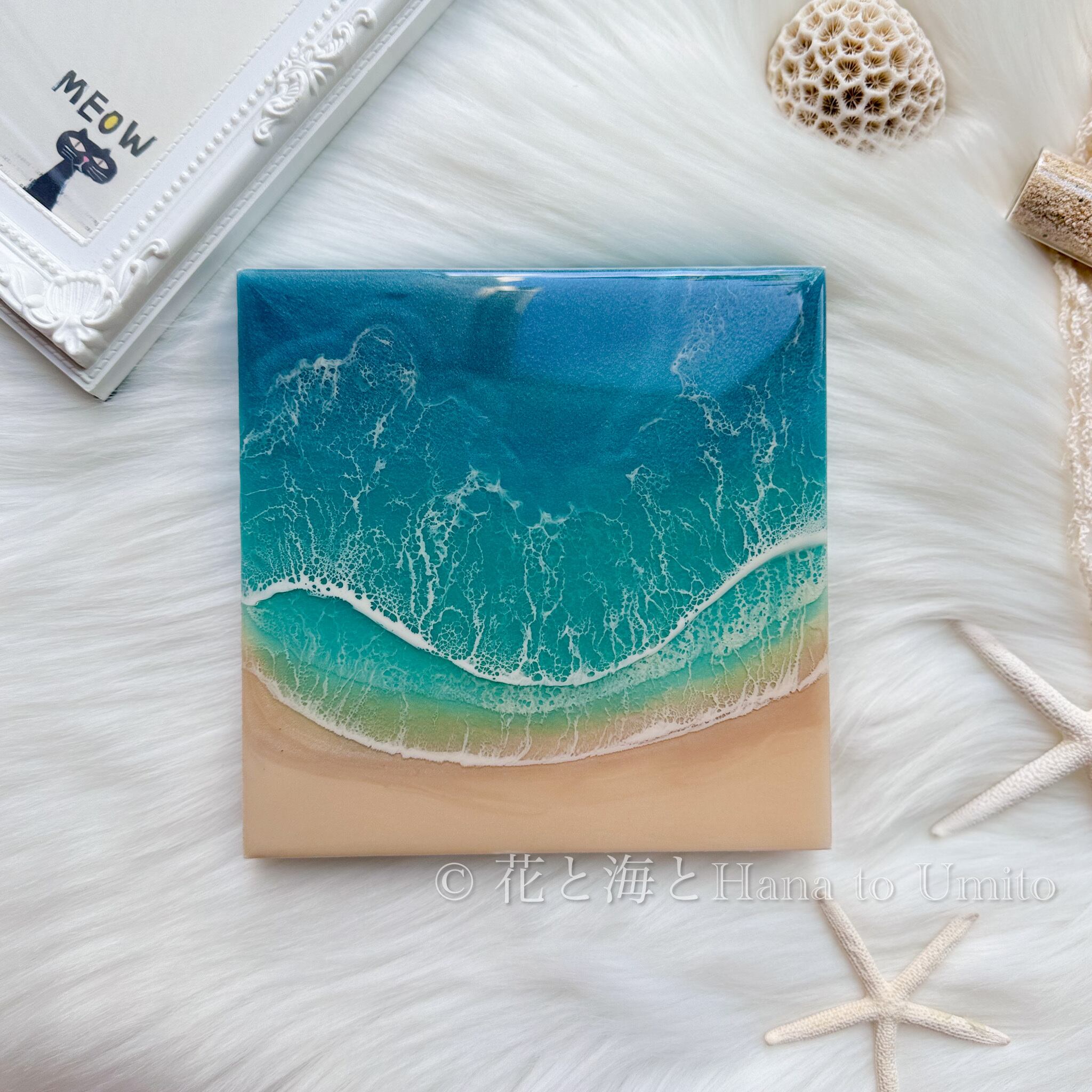 海と白波のキャンバスアート✳︎海レジンアート オーシャンアート | 花