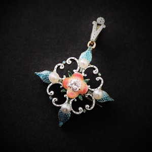 Enamel , Pearl & Diamond Pendant / Brooch 　エナメル、パール　＆　ダイヤモンド　ペンダント・ブローチ