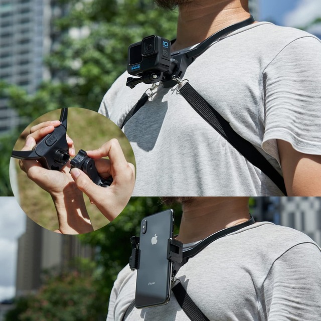 EaxanPic アクションカメラ スマホ ネックレス式マウント、ゴープロ GoPro 用 ネックホルダーマウント 首掛けマウント、GoPro HERO MAX 12/11/10/9/8/7/6/5 Osmo Action Insta360 スマートフォン対応