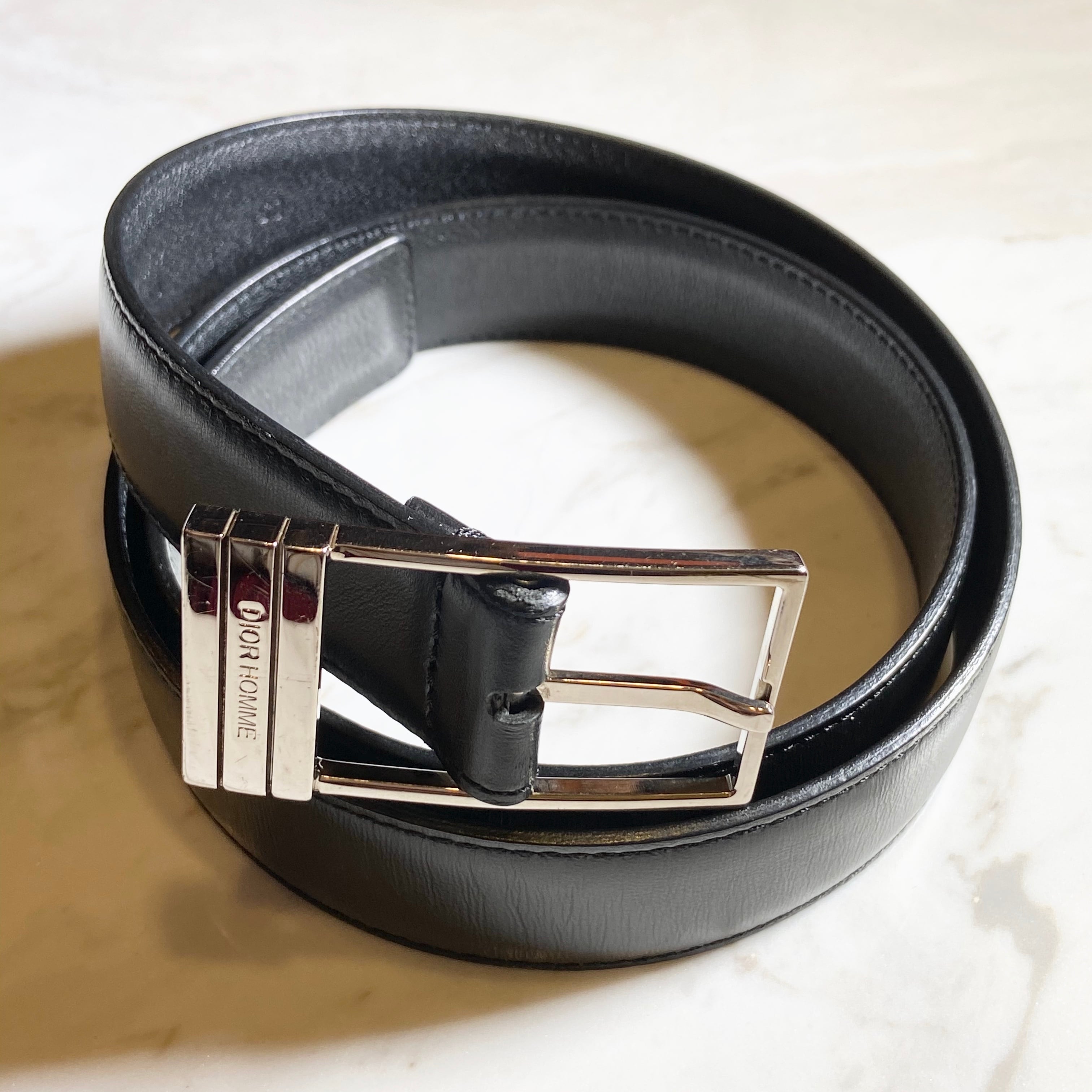 DIOR HOMME rectangle design buckle leather belt | NOIR ONLINE