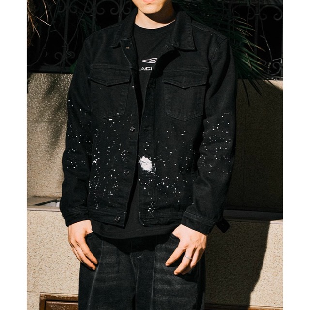 【DRIP3925】B8M Ink Splash Retro Logo Denim Jacket