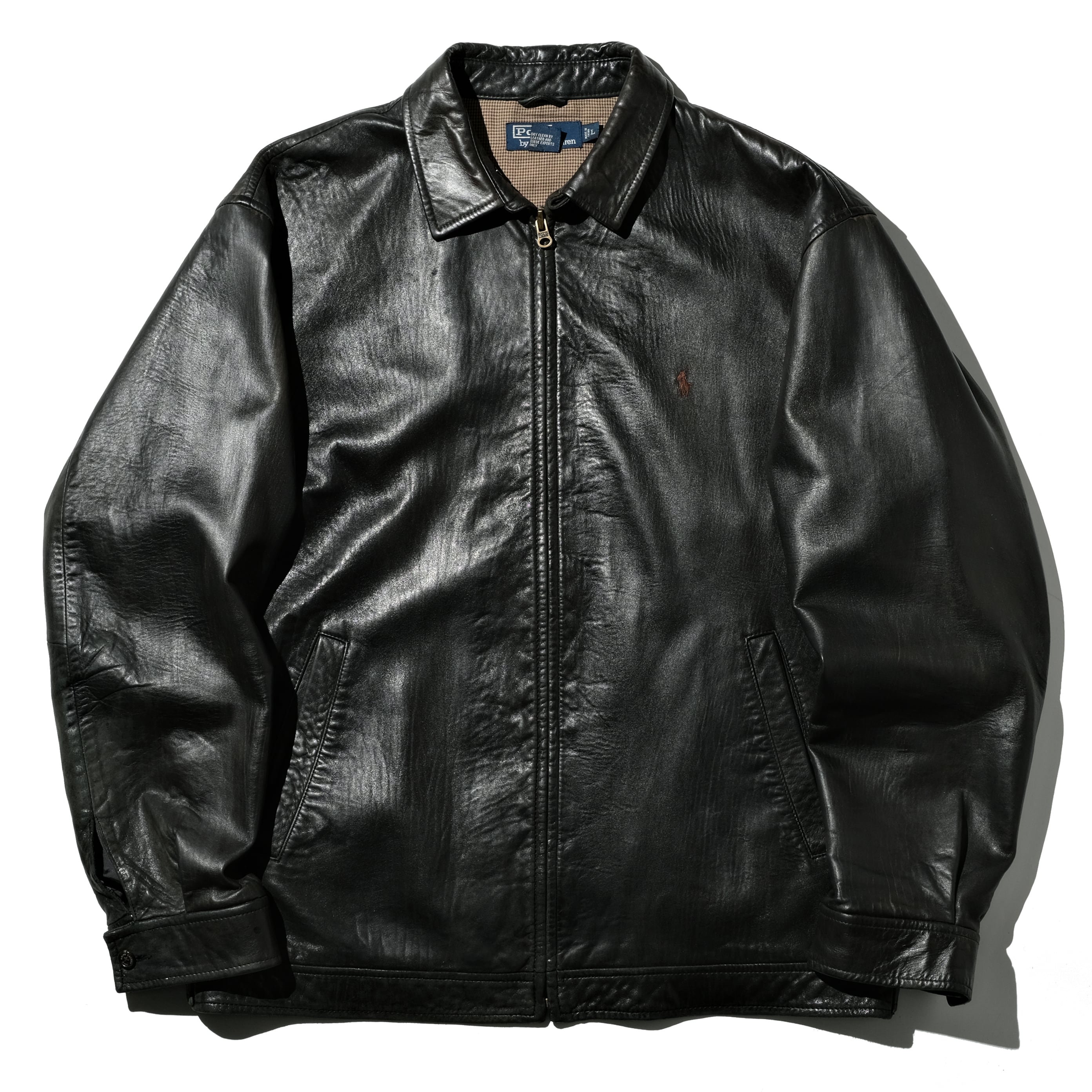 Polo by Ralph Lauren ブラックレザージャケット L 90s ポルトガル製 POLO by Ralph Lauren ラルフローレン レザー