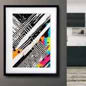 Illuminate｜白黒ストライプ×グラフィックポスター｜都会的ストリート感漂うモダンインテリアにA3ポスター