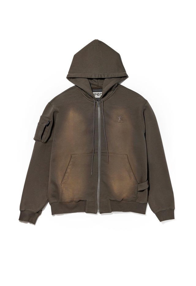 [OPEN YY] POCKET WASHED BOX HOODIE, CHARCOAL 正規品 韓国ブランド 韓国通販 韓国代行 韓国ファッション オープン ワイワイ 日本 店舗