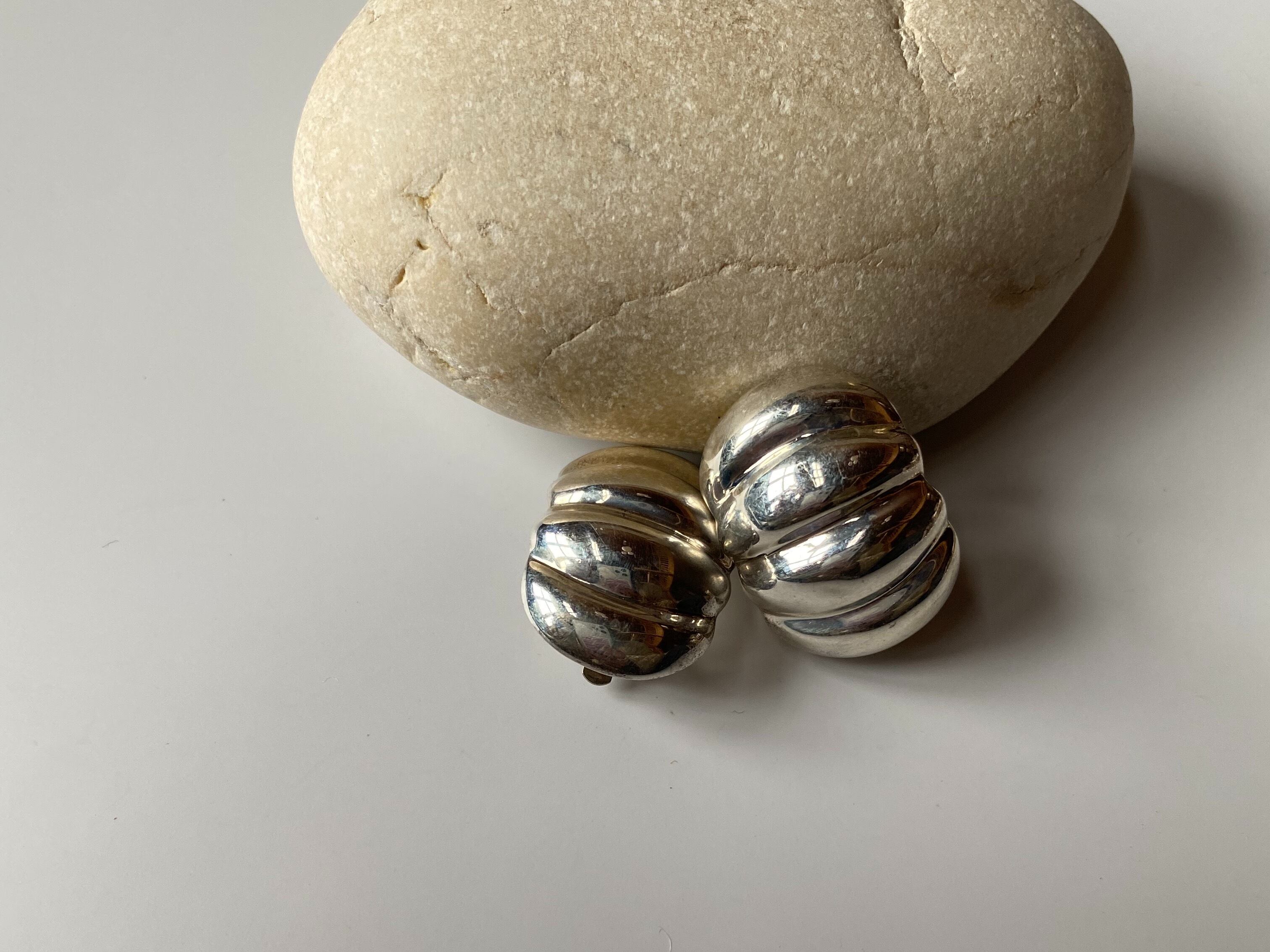 〈vintage silver925〉puffy wide earrings