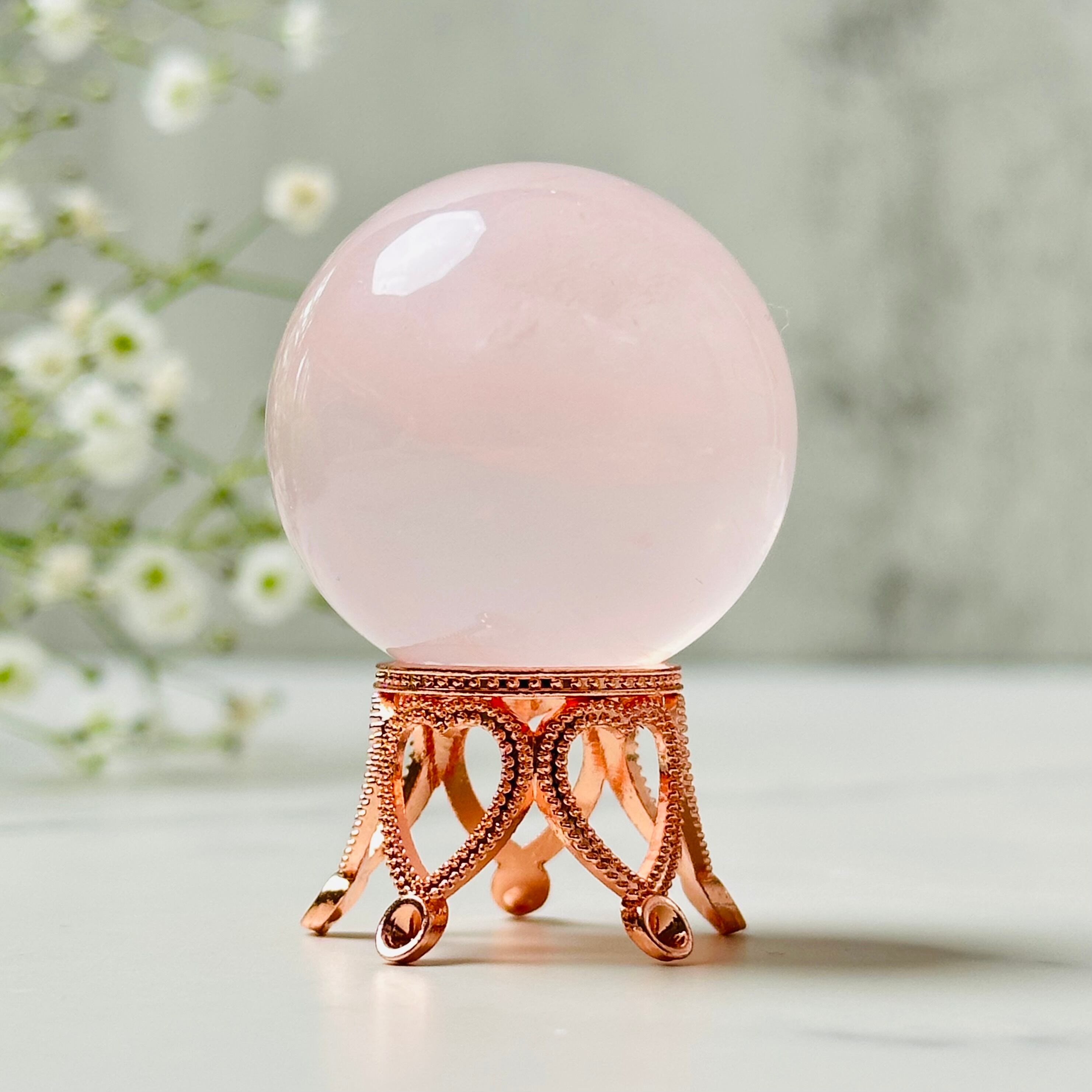 透明感　上品ピンク　スターローズクォーツ　スフィア 透明感上品ピンクスターローズクォーツスフィア