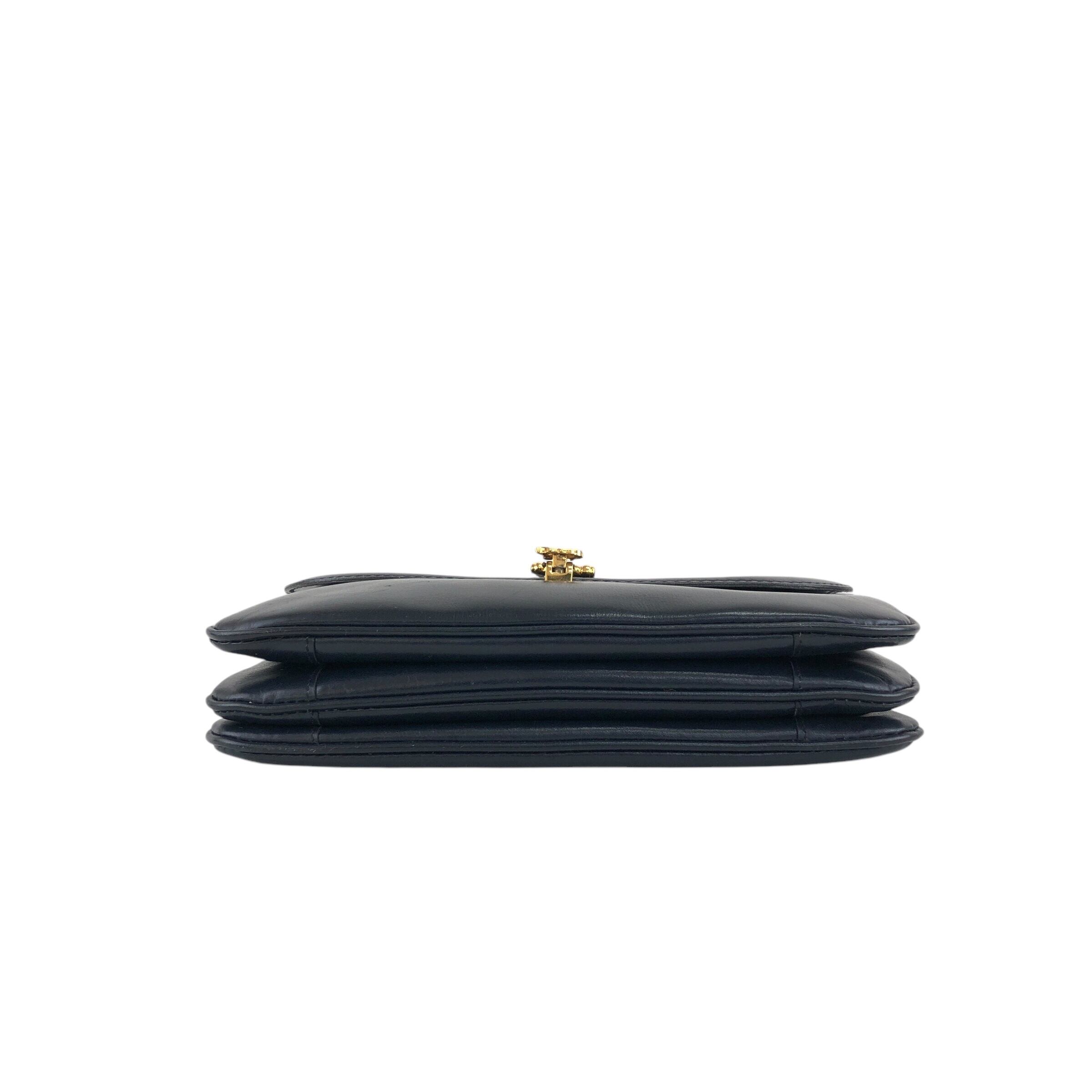 CELINE/セリーヌ/バッグ/ショルダー/馬車/ヴィンテージ/ネイビー/正規品 CELINE セリーヌ ショルダーバッグ ネイビー 馬車 レザー ミニバッグ