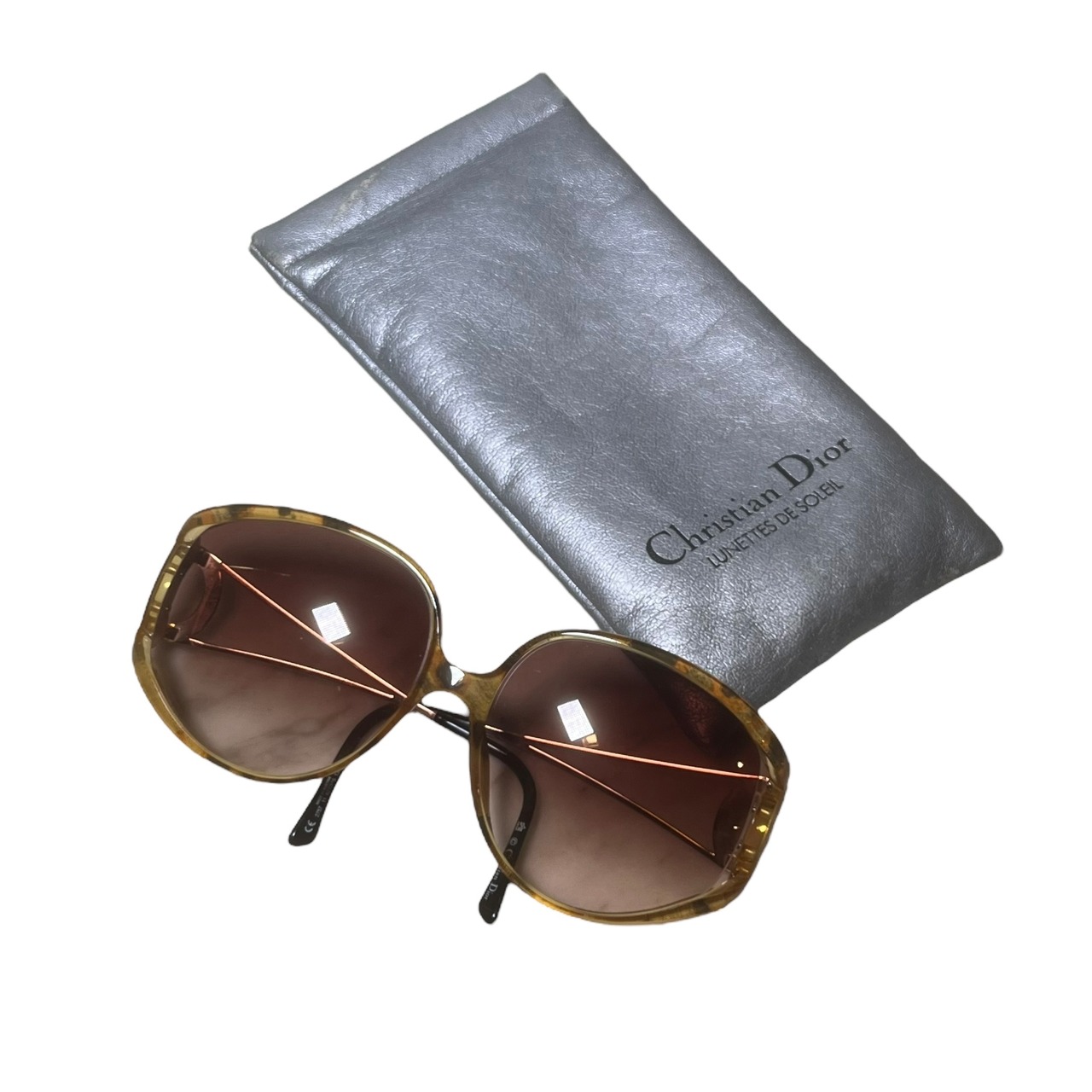 vintage CHRISTIAN DIOR animal ? print sunglasses with case
