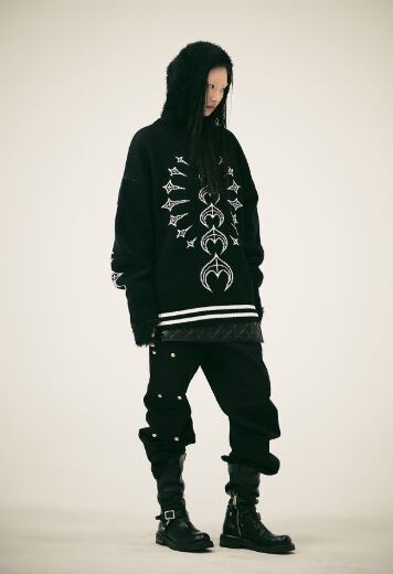 THUG CLUB] TC Bone Knit Sweater (black/white) 正規品 韓国ブランド