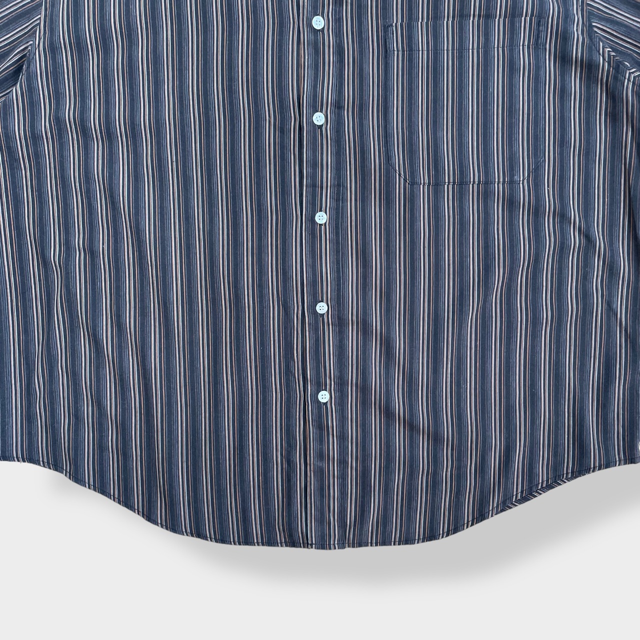 【MILFORD CLAN】ストライプシャツ 長袖シャツ ボタンダウン カジュアルシャツ L ビッグシルエット US古着