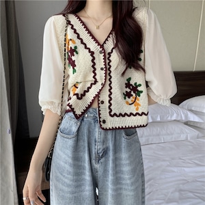 Crochet Floral Embroidery Cardigan KRE1855