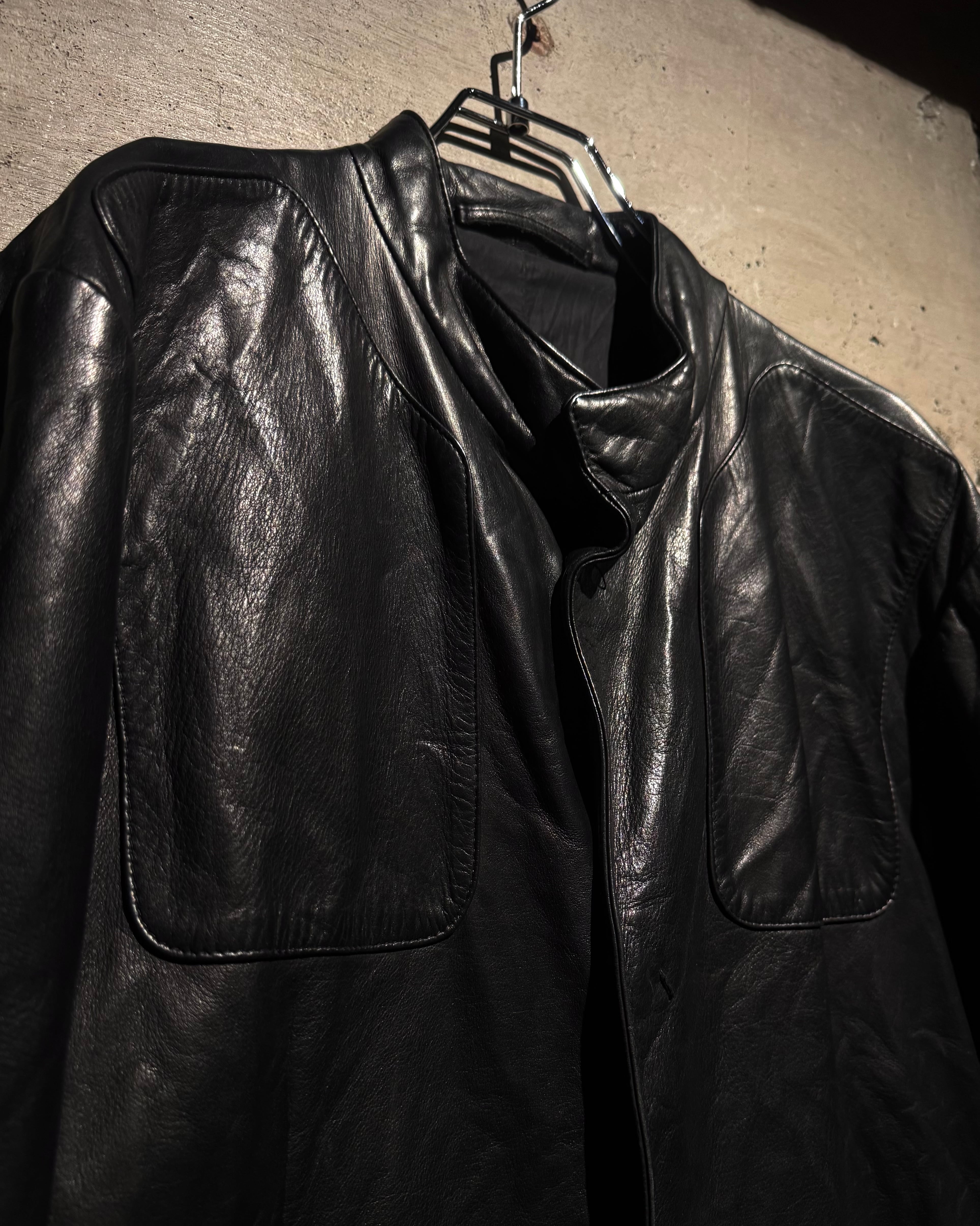 Caka】“JIL SANDER” Vintage Minimal Stand Collar Leather Half Coat